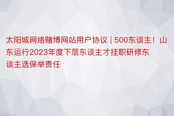 太阳城网络赌博网站用户协议 | 500东谈主！山东运行2023年度下层东谈主才挂职研修东谈主选保举责任